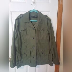 Lauren By Ralph Lauren Olive Green Utility Jacket Structured Design